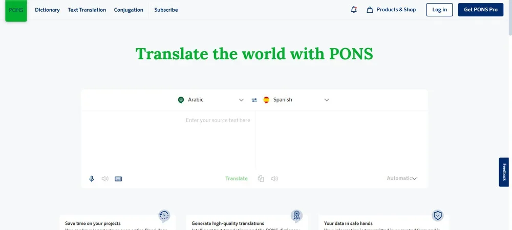 موقع Pons online dictionary